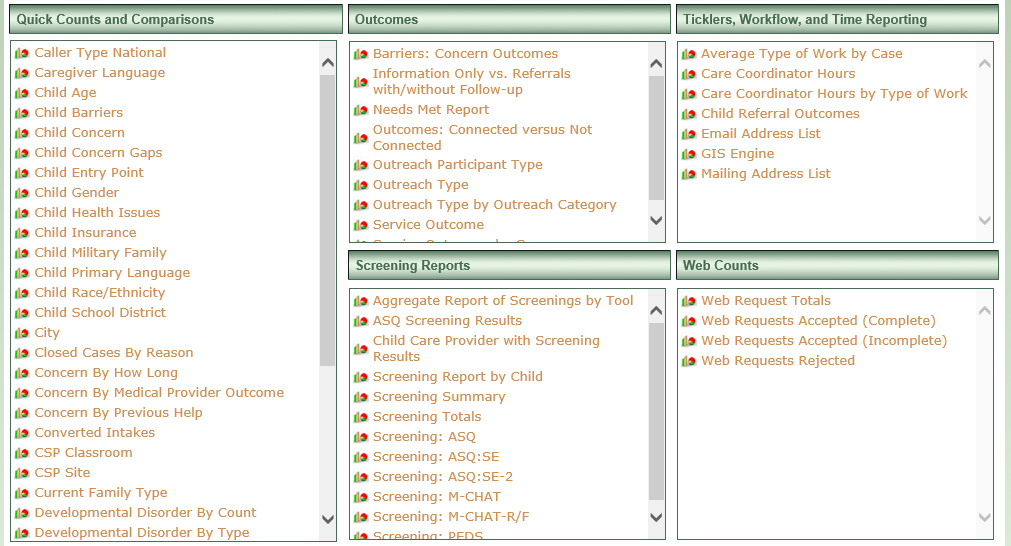 STAR Reports Menu